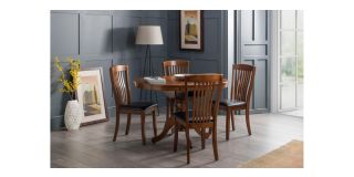 Canterbury Round to Oval Extending Table - Mahogany Coloured Stain with Lacquered Finish - Lacquered MDF and Rubberwood