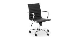 Gio Office Chair - Black & Chrome - Black Faux Leather