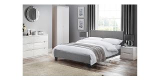 Rialto Bed - Light Grey Linen Effect - Hardwood Frame