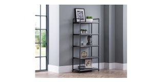 Staten Tall Bookcase - Concrete Effect - Powder Coated Steel