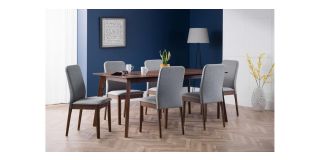 Berkeley Dining Chair - Grey Linen - Walnut Finish - Hardwood Frame