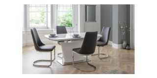 Como Cantelever Chair - Grey Faux Leather - Chromed Metalwork