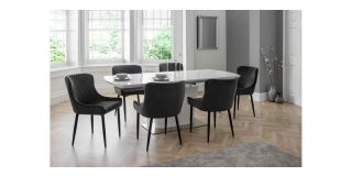 Luxe Velvet Dining Chair - Grey-Black - Grey Velvet