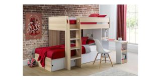 Eclipse Bunkbed - Oak-White - Oak-White - Particleboard with Coloured Foil