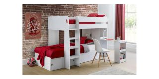Eclipse Bunkbed - White - Pure White Effect - Particleboard with Coloured Foil