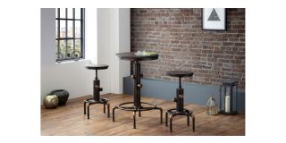 Rockport Pipework Barstool - Brushed Copper & Rustic Elm