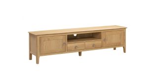 Cotswold Widescreen TV Unit - Natural Satin Lacquer - Solid Oak with Real Oak Veneers
