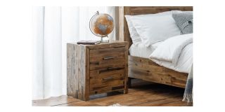 Hoxton 2 Drawer Bedside - Rustic Oak - Solid Acacia