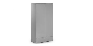 Monaco 2 Door Combination Wardrobe - Grey High Gloss - Grey High Gloss