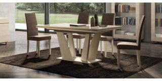 Perla White Larch 1.6m Dining Table With Six Brown Chairs