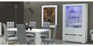 Elegance White Double Display Cabinet Assembled
