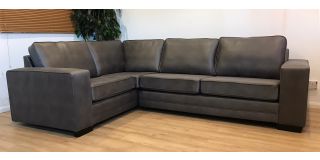 Luisa LHF Square Arm Corner Sofa In Grey Bonded Leather