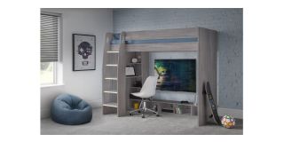 Nebula Gaming Bed with Desk - Grey Oak - Grey Oak Coating with Melamine Edging