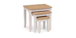 Davenport Nest of Tables - Elephant Grey - Oak Veneered Top with an Elephant Grey Lacquered Base - Solid Malaysian Hardwood and Veneers