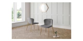 Harper Dining Chair - Grey - Grey Velvet