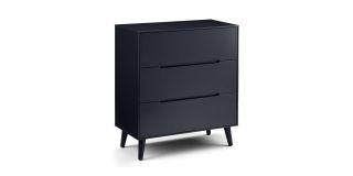 Alicia 3 Drawer Chest - Anthracite - Anthracite Lacquer - Lacquered MDF