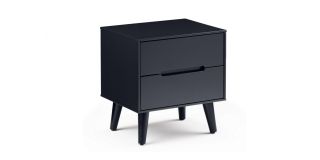 Alicia 2 Drawer Bedside - Anthracite - Anthracite Lacquer - Lacquered MDF