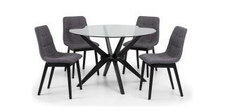 Hayden Round Glass 120cm Table - Black Lacquered Finish - Solid Beech