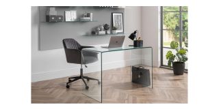 Amalfi Bent Glass Desk - Clear Glass - Tempered Glass