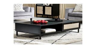 Padstow Coffee Table - Black - Rattan - Melamine