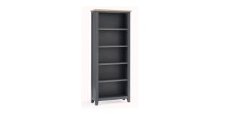 Bordeaux Tall Bookcase - Dark Grey - Dark Grey Lacquer - Solid Oak with Real Oak Veneers