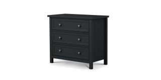 Maine 3 Drawer Chest - Anthracite - Anthracite Lacquer - Solid Pine with MDF