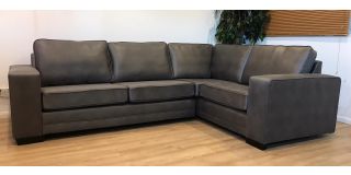 Luisa RHF Square Arm Corner Sofa In Grey Bonded Leather