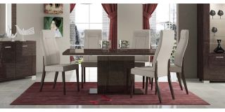 Prestige Warm Umber Birch 1.8m (Extending to 225cm) Dining Table With Six Cream Chairs