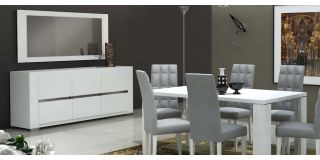 Elegance White Three Door Buffet Cabinet Sideboard Assembled