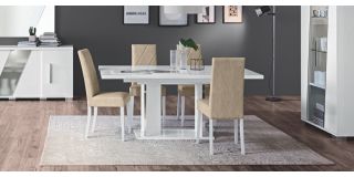 Lisa White 1.6m Dining Table With Six Cream Chairs