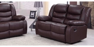 Roman Brown Recliner Leather Sofa 2 Seater Bonded Leather - 6 Weeks Delivery