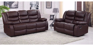 Roman Brown Recliner Leather Sofa Set 3 + 2 Seater Bonded Leather - 6 Weeks Delivery