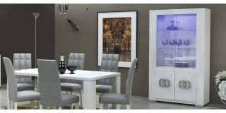 Elegance White Lux With Prestige Logo Double Display Cabinet Assembled