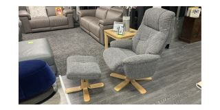 Dubai Grey Accent Fabric Armchair With Wooden Legs And Footstool Available In A Range Of Colours - Call For More Info