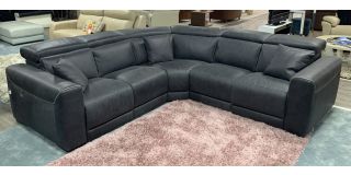 Thelma Dark Grey 2C2 Semi-Aniline Luxury Electric Leather Corner Sofa With Adjustable Headrests - Colours Available Call For Info