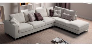 Albert Grey RHF Fabric Corner Sofa With Chrome Legs Newtrend Available In A Range Of Leathers And Colours 10 Yr Frame 10 Yr Pocket Sprung 5 Yr Foam Warranty