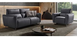 Baccarat Dark Grey Leather 3 + 1 Sofa Set With Chrome Legs Newtrend Available In A Range Of Leathers And Colours 10 Yr Frame 10 Yr Pocket Sprung 5 Yr Foam Warranty