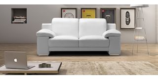 Evergreen White Leather 3 + 2 Sofa Set With Adjustable Headrests And Chrome Legs Newtrend Available In A Range Of Leathers And Colours 10 Yr Frame 10 Yr Pocket Sprung 5 Yr Foam Warranty