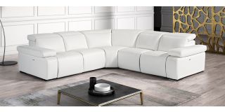 Hyding White 2C2 Leather Corner Sofa Electric Recliner With Wooden Legs Newtrend Available In A Range Of Leathers And Colours 10 Yr Frame 10 Yr Pocket Sprung 5 Yr Foam Warranty