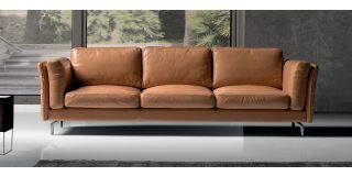 Jenny Leather Tan 3 + 2 Sofa Set With Chrome Legs Newtrend Available In A Range Of Leathers And Colours 10 Yr Frame 10 Yr Pocket Sprung 5 Yr Foam Warranty