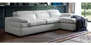 Miro White RHF Adjustable Headrest And Arms Leather Corner Sofa With Wooden Legs Newtrend Available In A Range Of Leathers And Colours 10 Yr Frame 10 Yr Pocket Sprung 5 Yr Foam Warranty