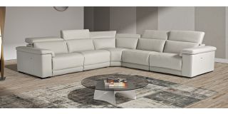 Palinuro White 2C2 Leather Electric Corner With Adjustable Headrests And Wooden Legs Newtrend Available In A Range Of Leathers And Colours 10 Yr Frame 10 Yr Pocket Sprung 5 Yr Foam Warranty