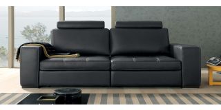 Panther Black 3 + 2 Contrast Stitch Leather Sofas With Headrests And Adjustable Seats Newtrend Available In A Range Of Leathers And Colours 10 Yr Frame 10 Yr Pocket Sprung 5 Yr Foam Warranty