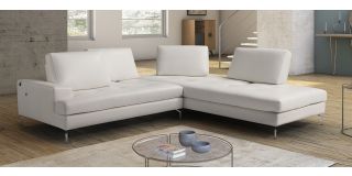 Voyager White RHF Leather Corner With Adjustable Seating And Chrome Legs Newtrend Available In A Range Of Leathers And Colours 10 Yr Frame 10 Yr Pocket Sprung 5 Yr Foam Warranty