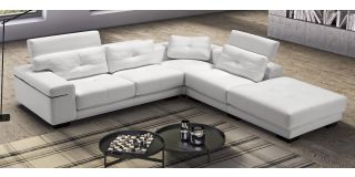 Record White RHF Leather Corner Sofa With Adjustable Headrests Newtrend Available In A Range Of Leathers And Colours 10 Yr Frame 10 Yr Pocket Sprung 5 Yr Foam Warranty