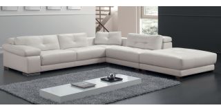 Santer White RHF Leather Corner Sofa With Adjustable Headrests And Wooden Legs Newtrend Available In A Range Of Leathers And Colours 10 Yr Frame 10 Yr Pocket Sprung 5 Yr Foam Warranty