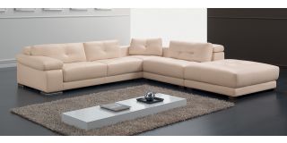 Santer Peach RHF Leather Corner Sofa With Adjustable Headrests And Wooden Legs Newtrend Available In A Range Of Leathers And Colours 10 Yr Frame 10 Yr Pocket Sprung 5 Yr Foam Warranty