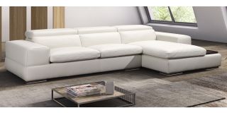 Sensation White RHF Leather Corner Sofa With Adjustable Headrests And Wooden Shelf Newtrend Available In A Range Of Leathers And Colours 10 Yr Frame 10 Yr Pocket Sprung 5 Yr Foam Warranty