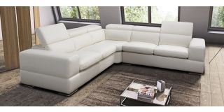 Sensation White 2C2 Leather Corner Sofa With Wooden Legs And Adjustable Headrests Newtrend Available In A Range Of Leathers And Colours 10 Yr Frame 10 Yr Pocket Sprung 5 Yr Foam Warranty