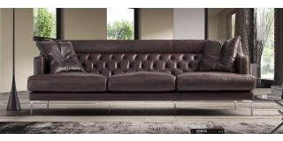 Ulysses Brown Leather Large (3 seat) + 2 Sofa Set With Chrome Legs Newtrend Available In A Range Of Leathers And Colours 10 Yr Frame 10 Yr Pocket Sprung 5 Yr Foam Warranty